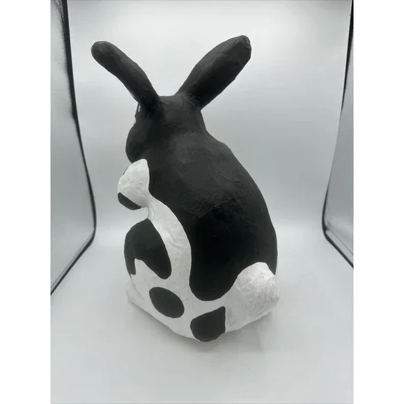 Dept 56 Bunny Rabbit Papier Paper Mache Large Black White Easter RARE - Picture 4 of 16